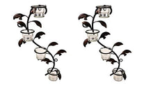 Load image into Gallery viewer, Hosley Set of 2 Wall sconces 42cm Long with 8 Glass Cup Candle Holders and Bonus Tealight Candles - Home Decor Lo