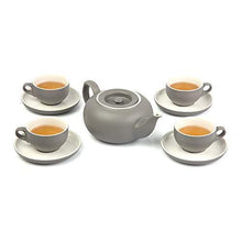 Load image into Gallery viewer, Te.Cha Porcelain Tea Pot Set with Cup and Saucer, Microwave Safe Teapot with 4 Cups and 4 Saucers Sets, Grey &amp; White (500ML) - Home Decor Lo