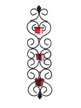 Load image into Gallery viewer, Home Sparkle Decorative Wall Sconce Tealight Candle Holder | Wall Hanging Tealight Candle Holder for Home Decor Balcony Decor with 3 Glass Cup (Black) - Home Decor Lo