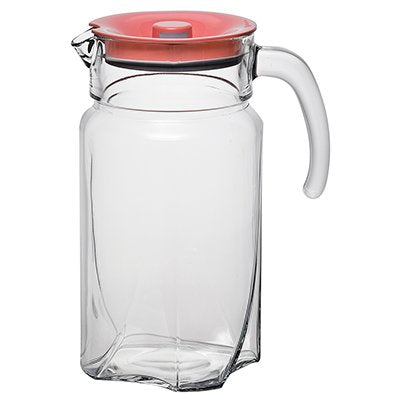 Pasabahce Luna Water Jug with Lid - 1750 ml (Pink Lid) - Home Decor Lo