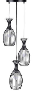 BrightLyts 3-Light Chandelier_Industrial Black Metal Finish Cage Shade Hanging Pendant Ceiling Lamp Fixture (Cage) - Home Decor Lo