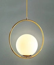 Load image into Gallery viewer, GAUVIK Pendant Lamp/Hanging Lamp/Ceiling Light for Bedroom, Living Room, Restaurants, Dining, Coffee Shop, Home and Office, Ring with Milky Glass, Golden