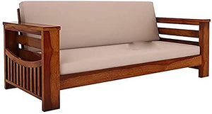Sheesham Wood 5 Seater Sofa Set Home Living Room |Solid Wood Sofa Set 3+1+1 Honey Finish - Home Decor Lo