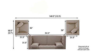 Lotus Enterprise 3-1-1 Seater King Size Synthetic Fabric Sofa Set (Grey) - Home Decor Lo