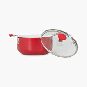 Home Centre Beattles Briston Aluminium Casserole with Lid - Red - Home Decor Lo