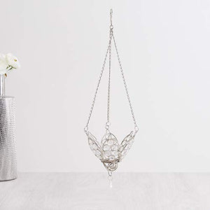 Home Centre Redolance Hanging Stone Embellished Floral T-Light Holder - Silver - Home Decor Lo