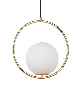 GAUVIK Pendant Lamp/Hanging Lamp/Ceiling Light for Bedroom, Living Room, Restaurants, Dining, Coffee Shop, Home and Office, Ring with Milky Glass, Golden