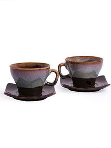 VarEesha Stoneware Tea Pot with Cups Morning Set, Brown - Home Decor Lo
