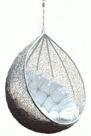 Wicker Rattan Egg Chair Swing with Stand: White - Home Decor Lo