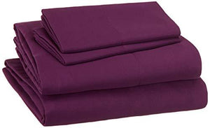 AmazonBasics Easy-Wash Microfiber Kid's Bed-in-a-Bag Bedding Set - Full or Queen, Purple Flowers - with 4 pillow covers - Home Decor Lo