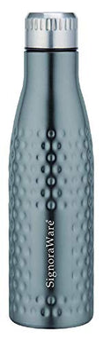 Signoraware Aace Hammered Single Walled Stainless Steel Fridge Water Bottle, 1000ml, Multicolor - Home Decor Lo