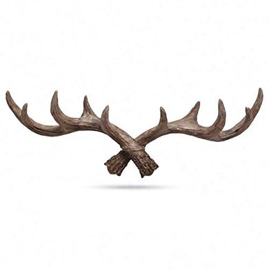 House of Quirk Deer Antlers Wall Mount Hooks for Wall Hanger Key Storage Holder Rack Wall Mount Home Decor (Size: 38cm x 4cm x 12cm) - Dark Brown - Home Decor Lo