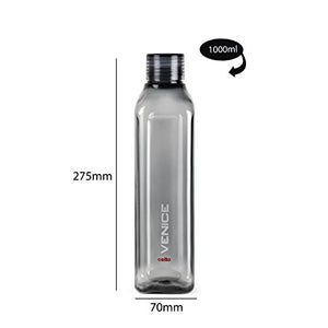 Cello Venice Plastic Water Bottle, 1 Litre, Set of 2, Black - Home Decor Lo