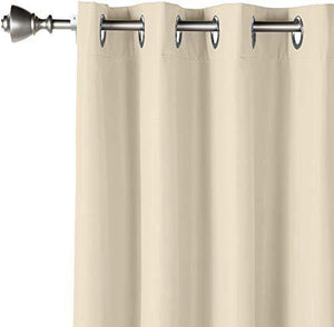 AmazonBasics Room - Darkening Blackout Curtain Set with Grommets - 245 GSM - 52" x 96", Taupe - Home Decor Lo