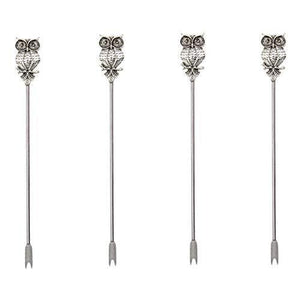 Chumbak Ornate Owl Platter with Skewers - Home Decor Lo