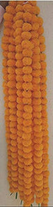 MADHAV Marigold Artificial Flower String (Pack of 5) (Mango) - Home Decor Lo