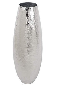 SWHF White Metal Extra Large Hammered Vase - Home Decor Lo