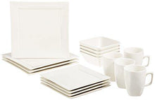 Load image into Gallery viewer, AmazonBasics 16-Piece Premium Dinnerware Set, Square Classic White - Home Decor Lo