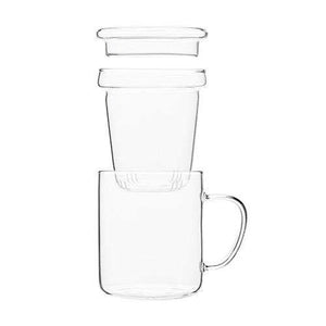 Octavius Borosilicate Glass Green Tea Cup with Infuser and Lid - 350 ml - Home Decor Lo