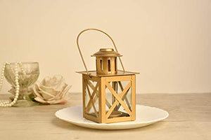 Mokari Gold Hanging Lantern | Tealight Holder | Diwali Decoration & Gifitng Items (Set of 2) - Home Decor Lo