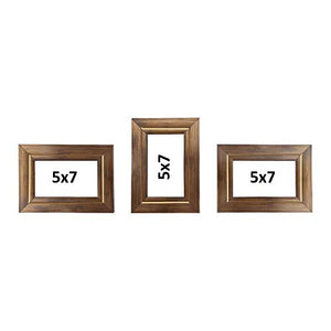 Amazon Brand - Solimo Collage Photo Frames, Set of 3, Tabletop (3 pcs - 5x7 inch), Golden - Home Decor Lo