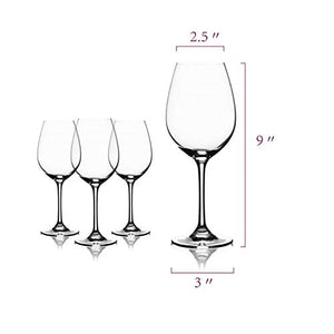 TBGHz Modvera Stemmed Wine Glass 16 Ounce | Lead Free Crystal Clear Classic Design | Perfect for Red Wines & White Wines at Your Next Elegant Dinner Party or Event | Elongated Bowl Design | Set of 6 - Home Decor Lo