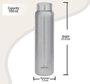 Milton Aqua 1000 Stainless Steel Water Bottle, 930 ml, Silver - Home Decor Lo