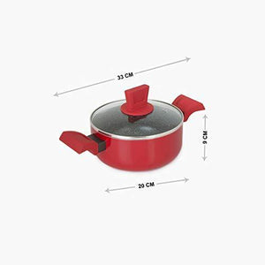 Home Centre Magnus Casserole with Glass Lid - Red - Home Decor Lo