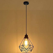 Load image into Gallery viewer, GreyWings Metal Diamond Cadge Hanging Light Pendant Lamp, with Filament Bulb (Small) - Home Decor Lo