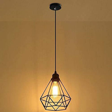 GreyWings Metal Diamond Cadge Hanging Light Pendant Lamp, with Filament Bulb (Small) - Home Decor Lo