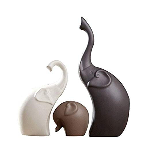 Xtore Home Décor Elephant Family Matte Finish Ceramic Figures - (Set of 3 Piece)