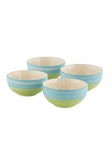 VarEesha Ananda Blue Green Ceramic Veg Bowls/Katori Set of Four - Home Decor Lo