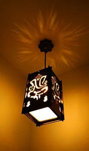 US DZIRE™ 421 Ganpati Hanging lamp (Golden Bulb) Antique Wooden Ceiling Lights for Mandir,Temple,Devghar Or Puja ghar Pendant Lamp Shade Night Lamp for Living Room,Home Decor,Cafe,Modern Kitchen etc - Home Decor Lo