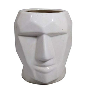 India Meets India Ceramic Flower Vase (6.5 x 3.5 inch, White) - Home Decor Lo