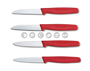 Victorinox, Swiss Made, Standard Kitchen Knife/Vegetable Knife/Paring Knife, 6 Piece Set - Red - Home Decor Lo