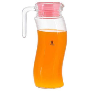 Machak Spiral Glass Water Jug with Lid Beverage Dispenser, Clear, 1250 ml - Home Decor Lo