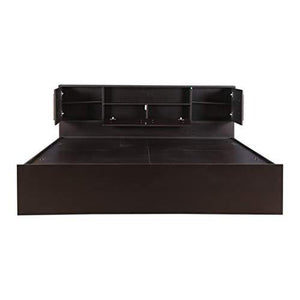 HomeTown Tiago Engineered Wood Box Storage Queen Size Bed in Wenge Colour - Home Decor Lo