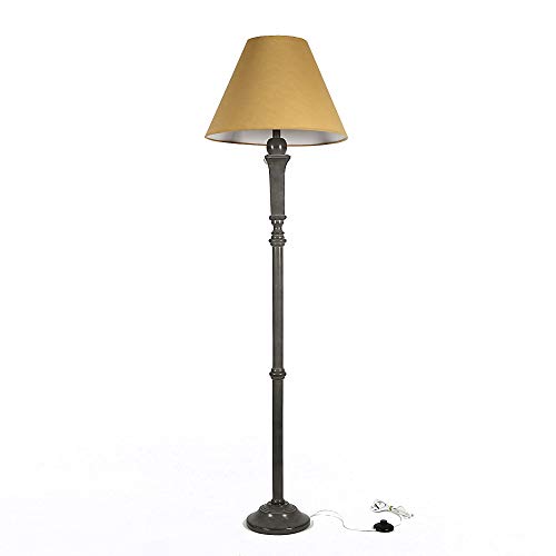 Craftter Textured Light Brown Fabric Shade Dark Grey Wooden Base Floor lamp Decorative Night Standing Lamp Delightful Shade Floor Lamps for Living Guest Waiting Reception And Bedroom Decorative Floor Lighting - Home Decor Lo