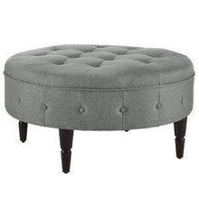 Load image into Gallery viewer, Lakdi-The Furniture Co. Fully Cushioned Synthetic Fibre Ottoman Grey with Solid Wood Legs (151850163_LightGrey) - Home Decor Lo