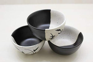 Mirakii Handmade 200ml Ceramic Black and White Serving Bowls, Mixing Bowls/Fruit Bowl/Salad Bowl/Snack Bowl, Best for Gifting (6) - Home Decor Lo