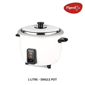 Pigeon by Stovekraft Joy Rice Cooker with Single pot, 1 litres. A smart Rice Cooker for your own kitchen (White) - Home Decor Lo
