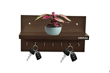 Load image into Gallery viewer, Anikaa Omega Wooden Key Holder Stand/Wall Hooks Stand/Key Holder for Home Office/Wall Mounted Key Holder/Key Hold/Key Chain Hanging Board/Wall Hanging Key Holder/Holder with Shelf - (Wenge) - Home Decor Lo