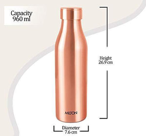 Milton Copper Charge 1000 Water Bottle, 960 ml, 1 Piece, Copper - Home Decor Lo
