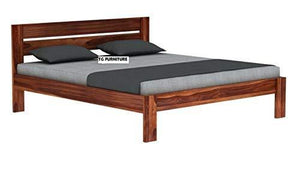 TG Furniture Solid Wooden Foster Queen Size Bed for Bedroom Home Furniture (Sheesham_Brown) - Home Decor Lo