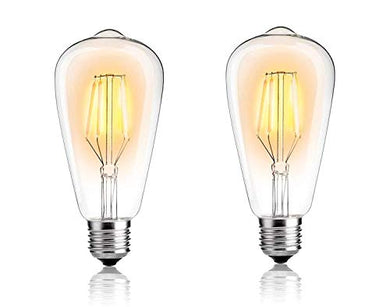 Vrct Edison LED Bulb, 4W Vintage LED Filament Light Bulb, 3000k Warm White White, 80W Incandescent Equivalent, E26/27 Medium Base Lamp for Restaurant,Home,Reading Room,Office, 2-Pack - Home Decor Lo