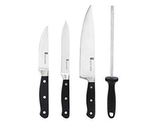 Load image into Gallery viewer, Amazon Brand - Solimo Premium High-Carbon Stainless Steel Kitchen Knife Set, 4-Pieces (with Sharpener), Silver - Home Decor Lo