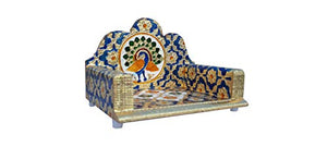shy shy Wooden Choki Singhasan for God or Home Temple showpiece (Blue Medium) - Home Decor Lo