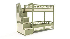 Craftatoz Solid Wooden Bunk Bed for Bedroom (Green) - Home Decor Lo