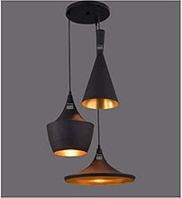 Load image into Gallery viewer, GreyWings 3 Light Cluster Industrial Shade Hanging Pendant Ceiling Lamp Fixture Tulip Cone Disc, Aluminium, Black Texture (Without Bulb) (Small) - Home Decor Lo
