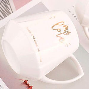 BonZeal 3D Ceramic Printed My Love Coffee Mug with Crown Lid Coffee Tea Mug 350 ml - Home Decor Lo